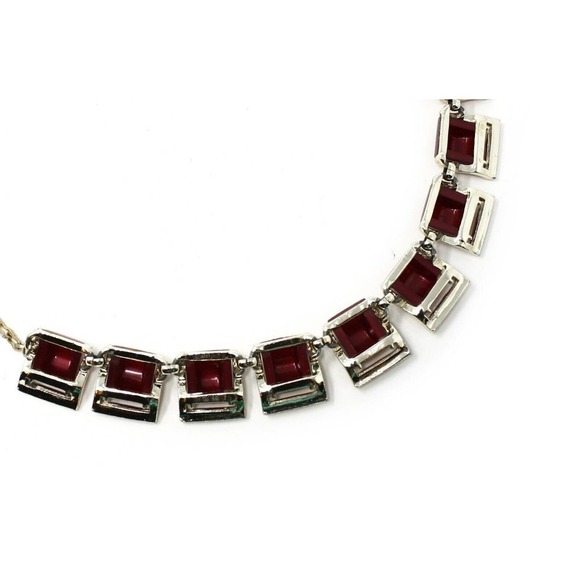 Vintage Deco Red Gold Thermoplastic Necklace & Clip On Earrings Set - Hey Viv - Picture 3 of 6